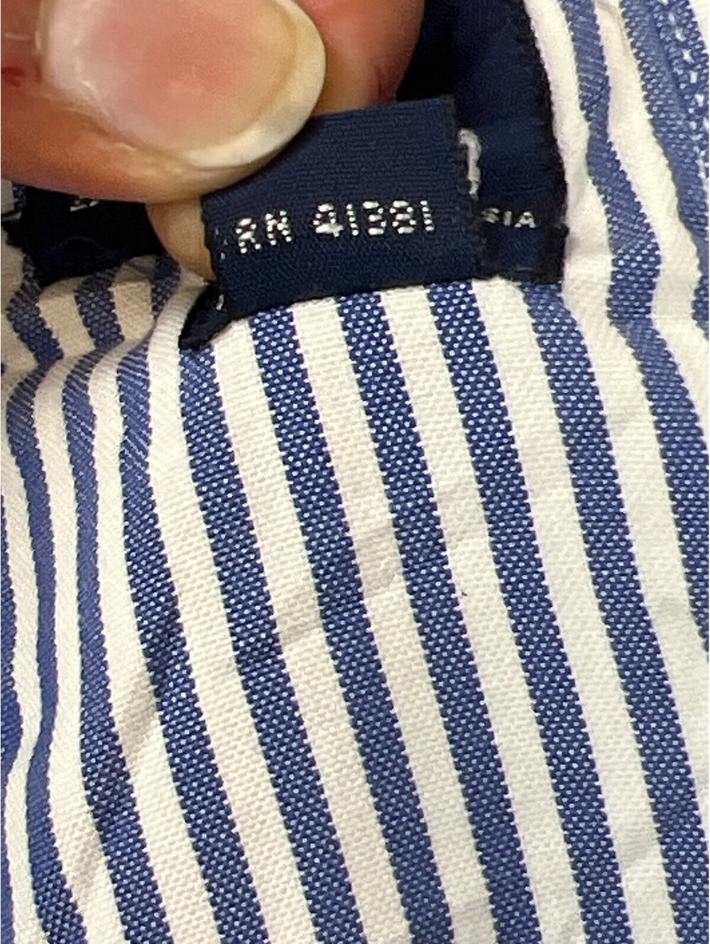 Ralph Lauren Men 15-35 Yarmouth Button Down Shirt Blue White Striped Cotton - Picture 5 of 11